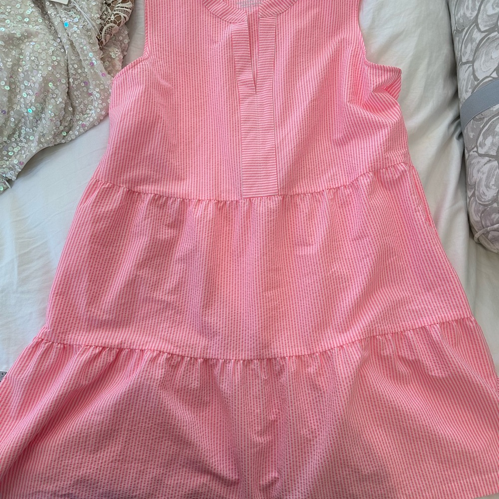 Vineyard Vines Neon Pink Striped Dress